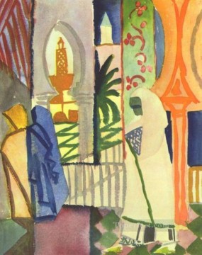 August Macke Painting - In The Temple Hall August Macke